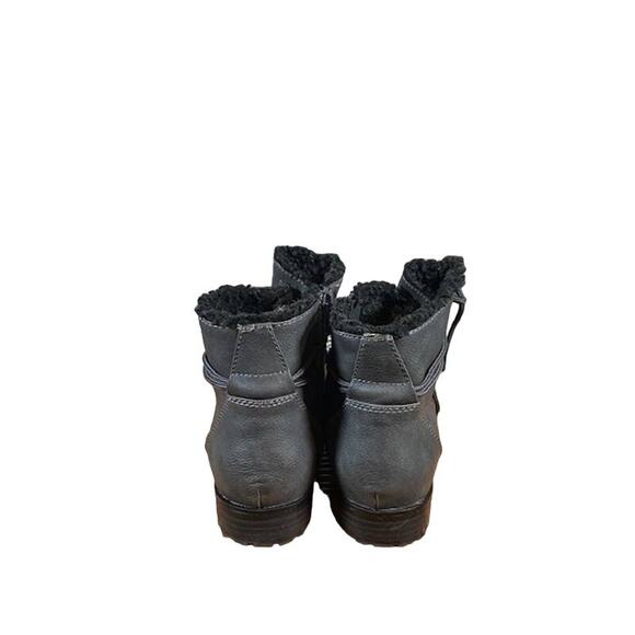 Sporto Gray Hornet Leather Faux Fur Ankle Boots Women Sz 6 - Picture 11 of 13